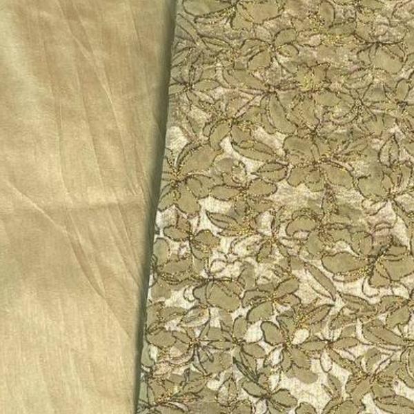 Abigail Floral Jacquard Brocade with Plain Dupion Combo Set