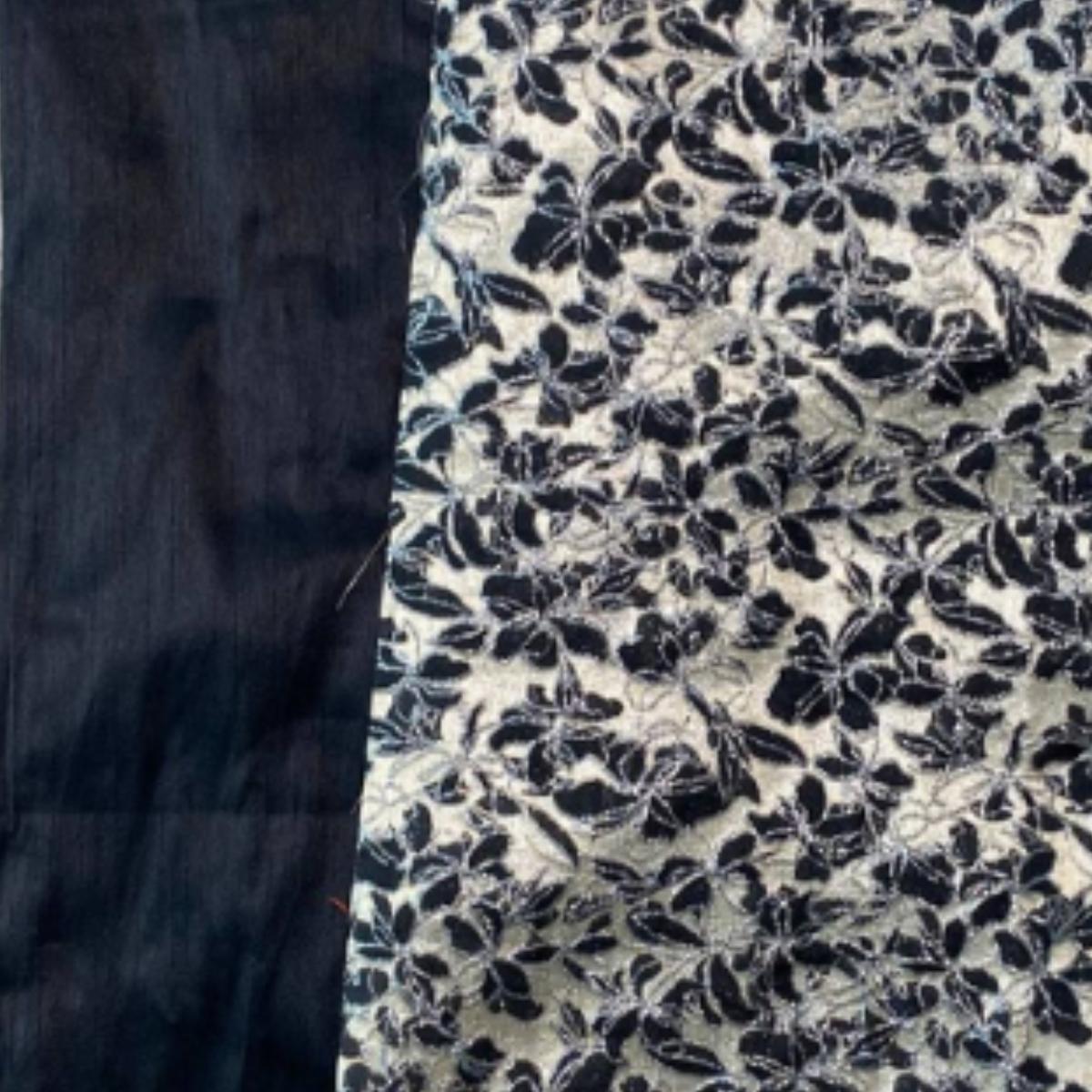 Abigail Floral Jacquard Brocade with Plain Dupion Combo Set