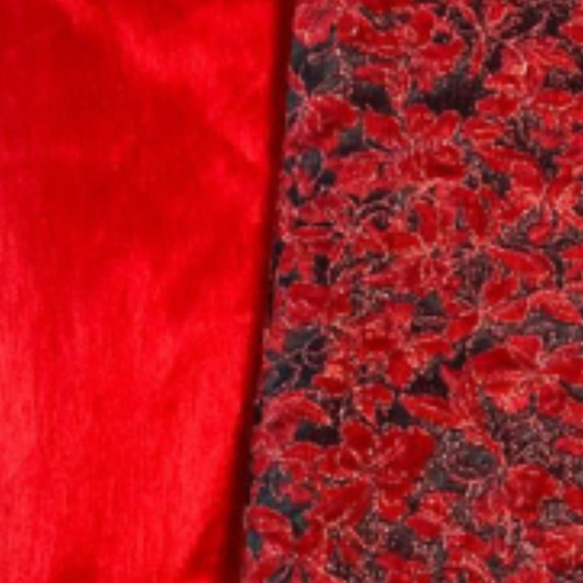 Abigail Floral Jacquard Brocade with Plain Dupion Combo Set