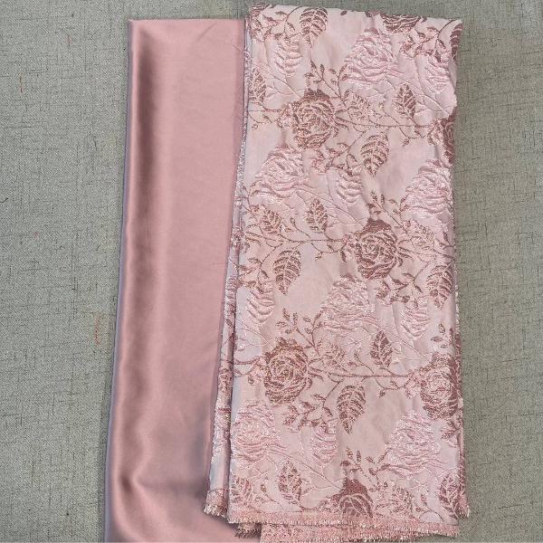 Larosa Floral Brocade Jacquard with Walter Italian Plain Satin Combo Set