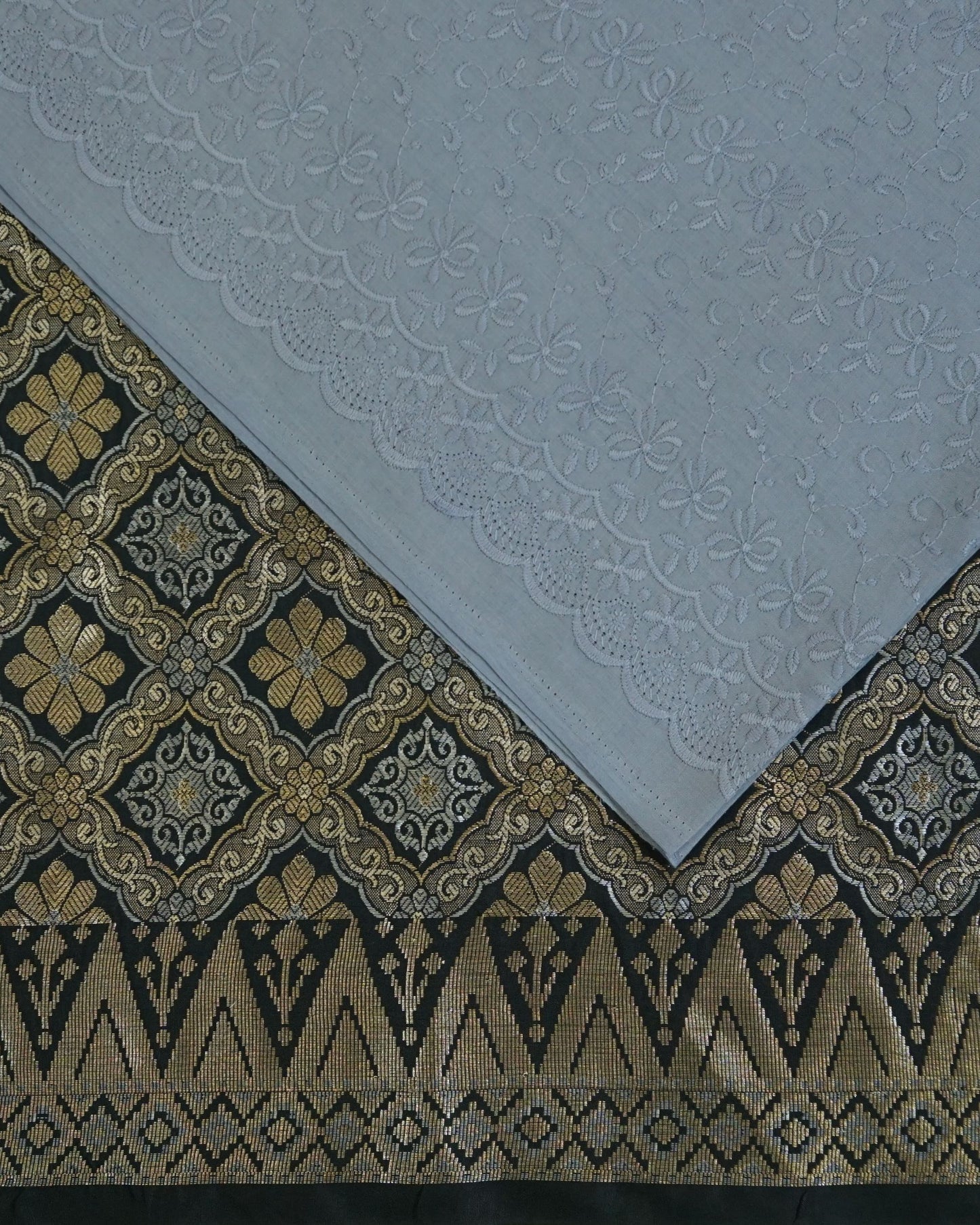 Cotton Embroidery with Jacquard Songket Combo Set