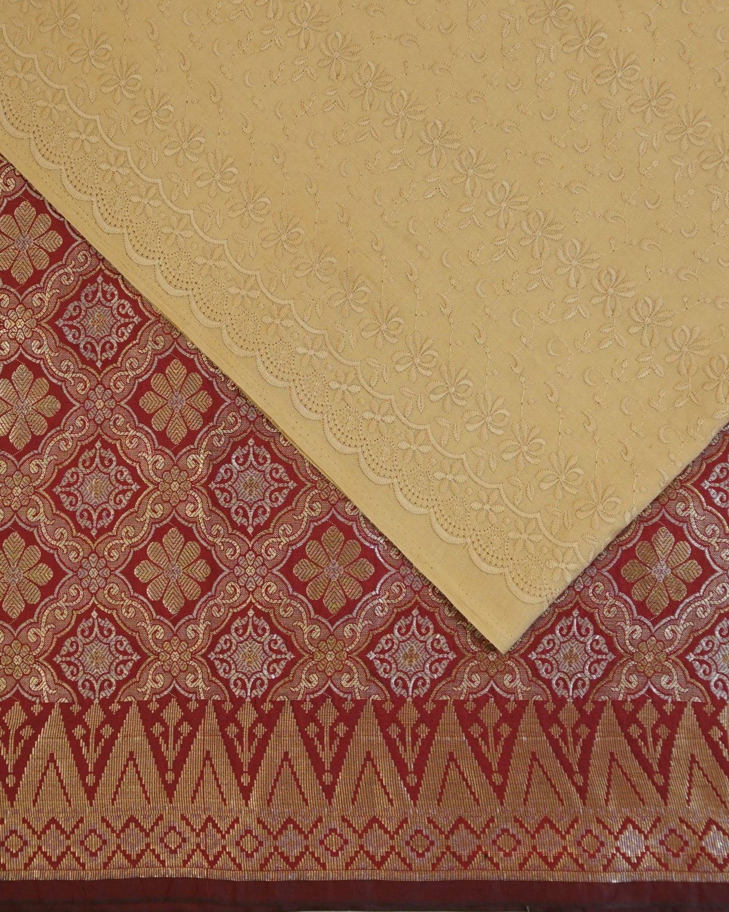 Cotton Embroidery with Jacquard Songket Combo Set