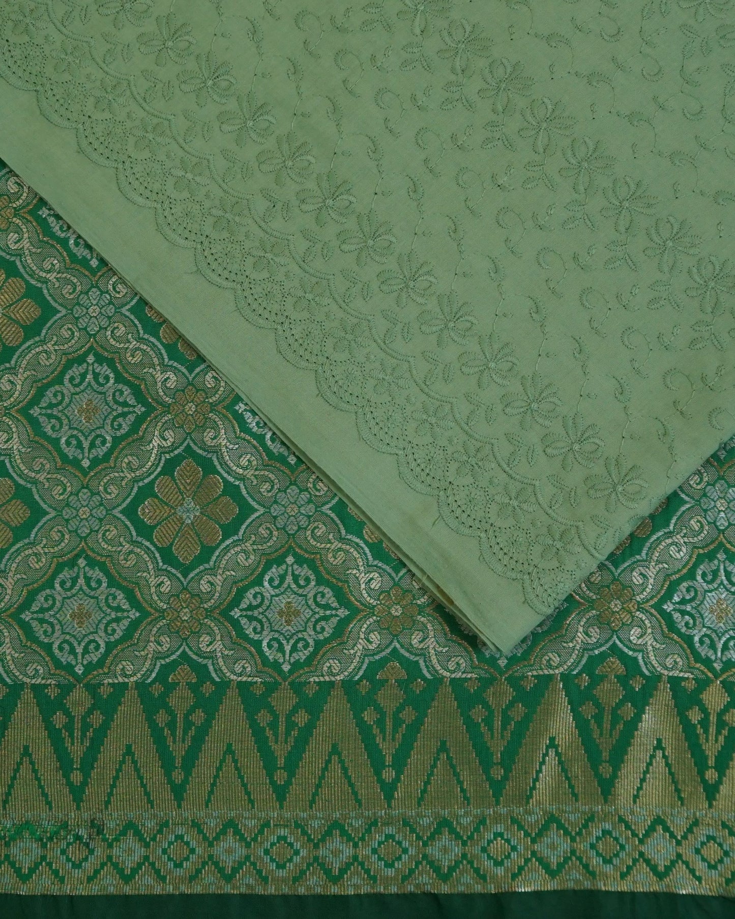 Cotton Embroidery with Jacquard Songket Combo Set