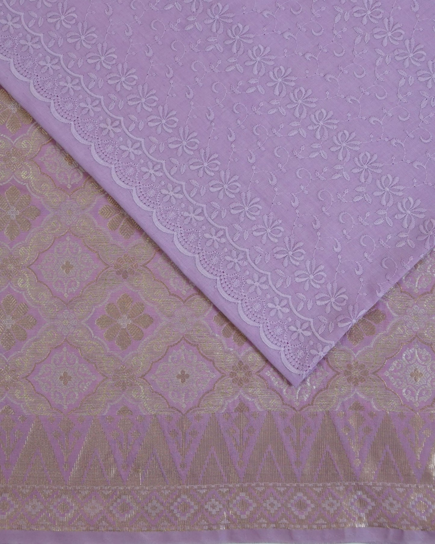 Cotton Embroidery with Jacquard Songket Combo Set