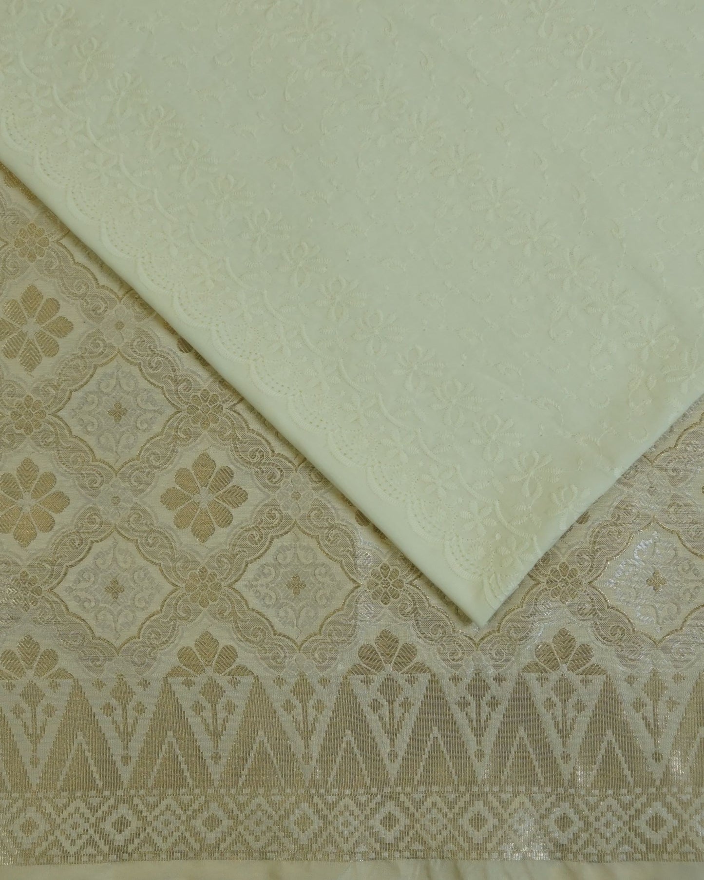Cotton Embroidery with Jacquard Songket Combo Set