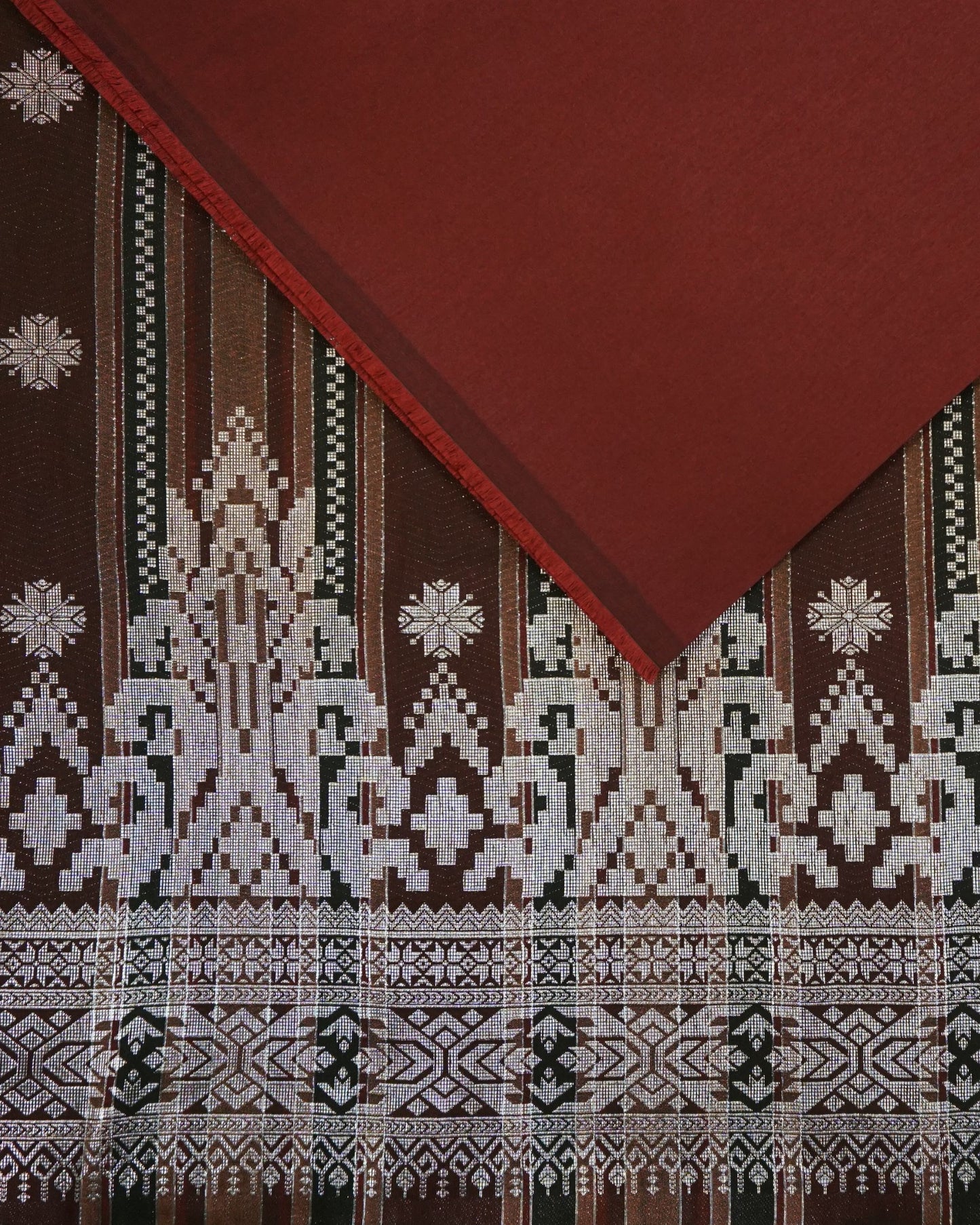Combo Songket Stripe Silver With Plain Dupion