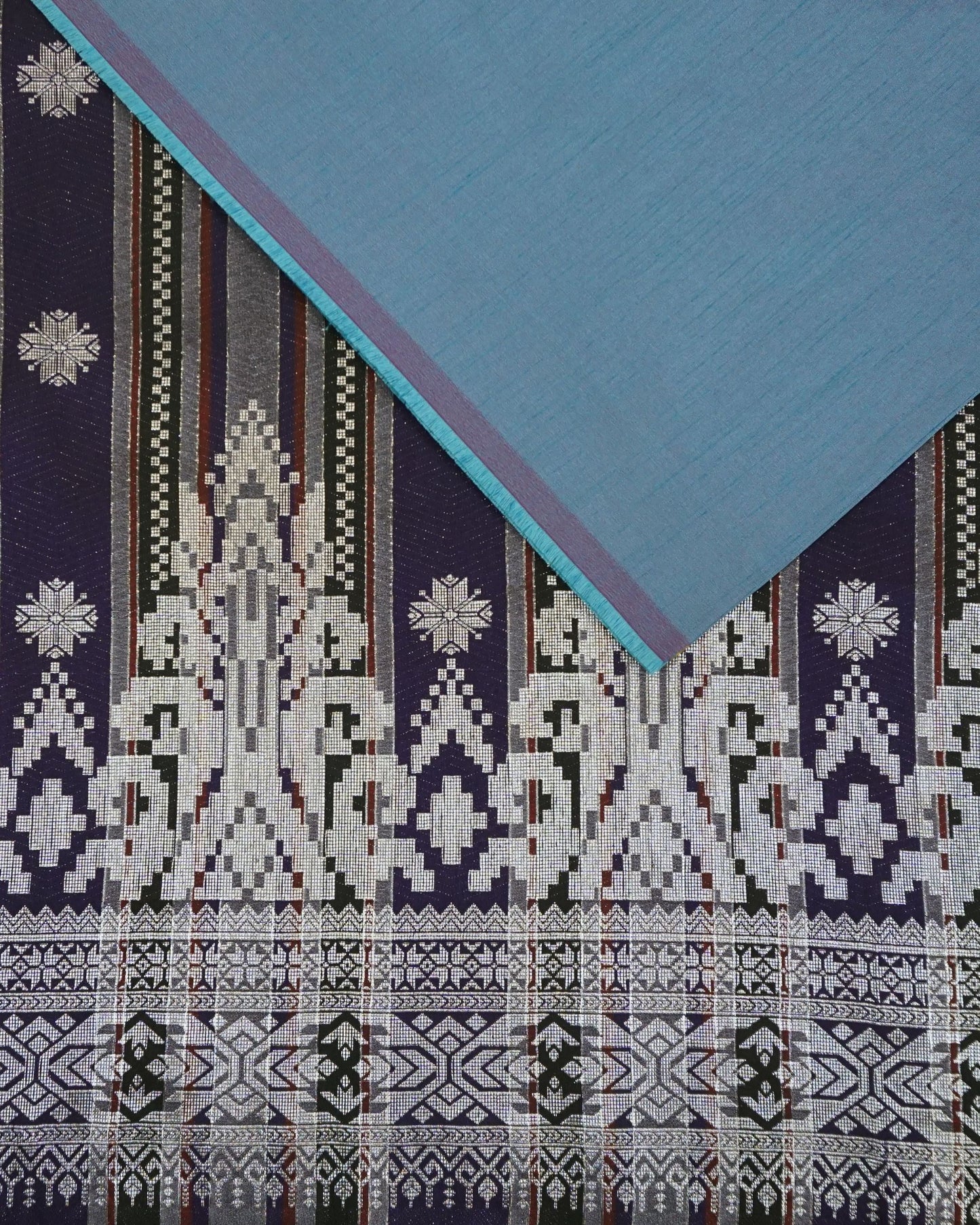 Combo Songket Stripe Silver With Plain Dupion