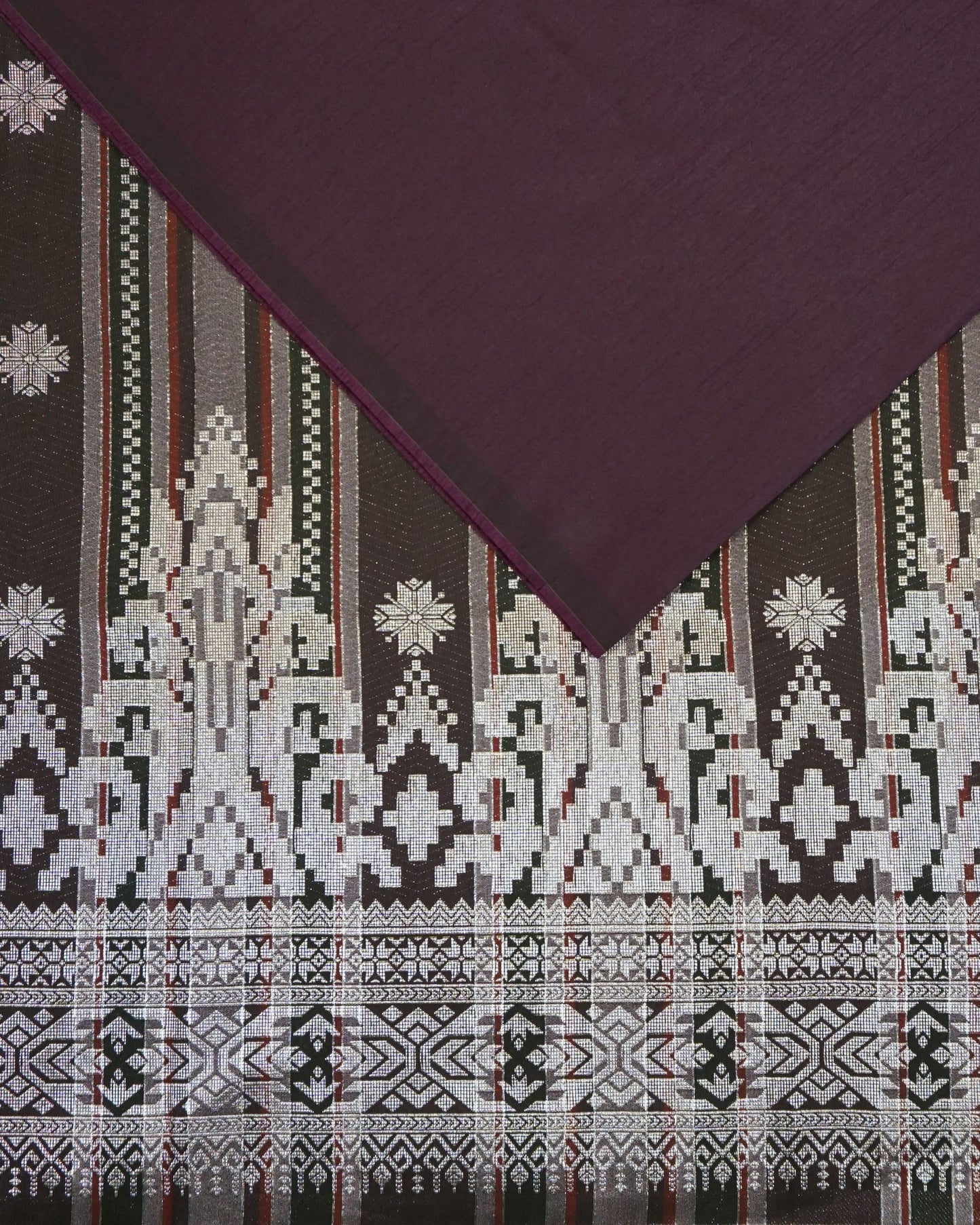 Combo Songket Stripe Silver With Plain Dupion