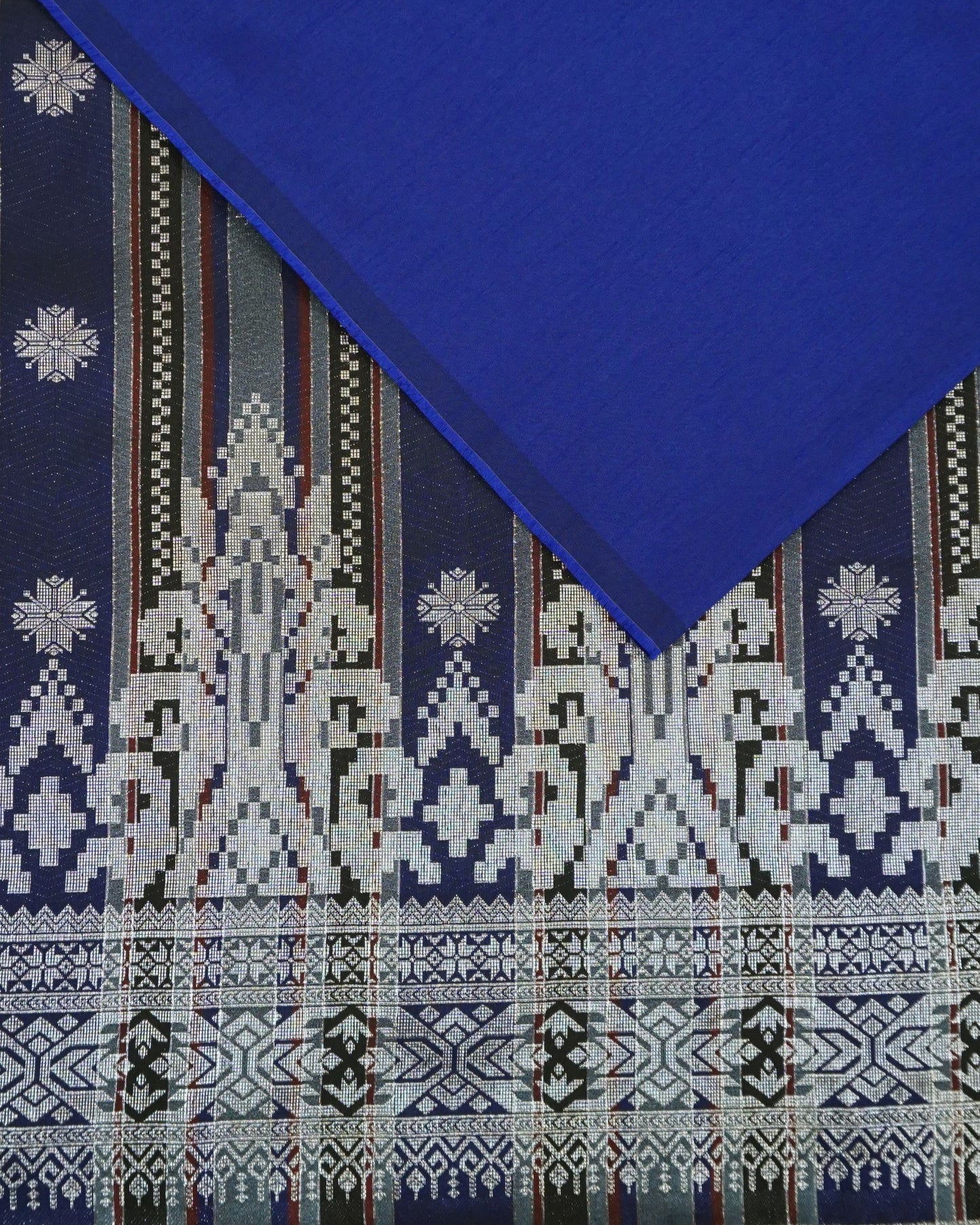Combo Songket Stripe Silver With Plain Dupion