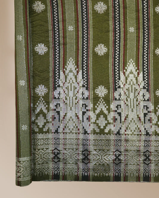 Songket Stripe Metallic Silver 44" Open Meter