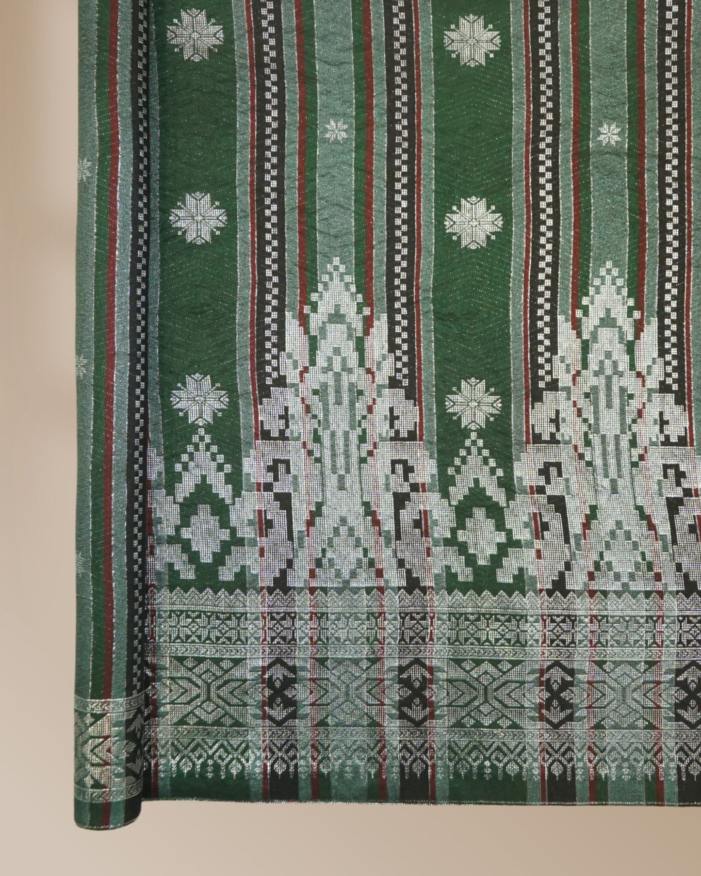 Songket Stripe Metallic Silver 44" Open Meter