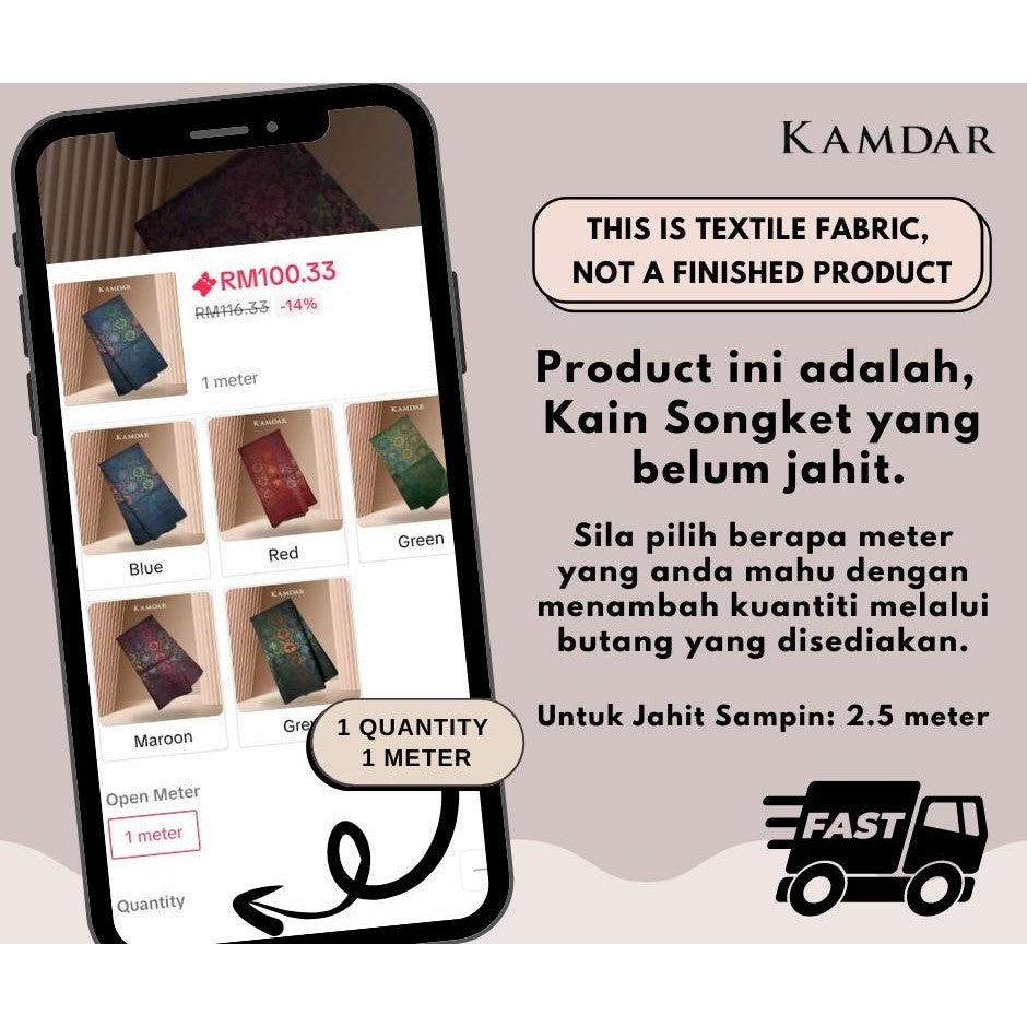 Metallic Cempaka Indah Songket 44"
