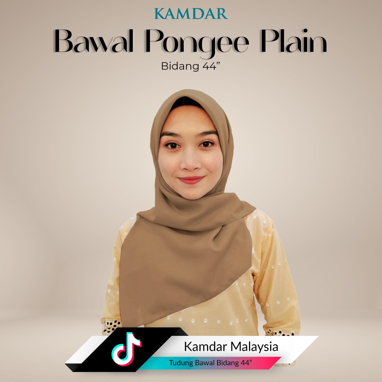 Bawal Elvia Pongee Plain Square Hijab 44"