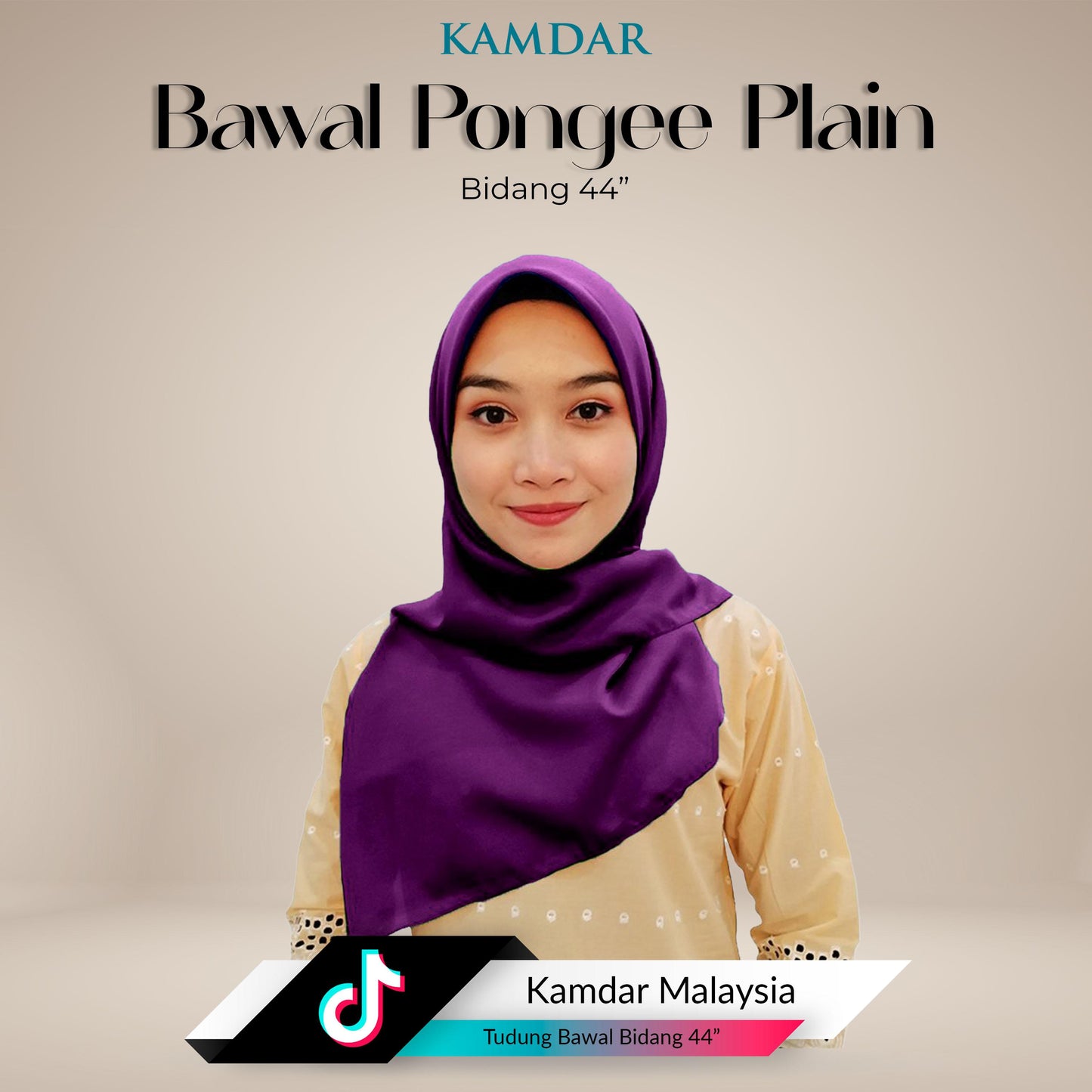 Bawal Elvia Pongee Plain Square Hijab 44"