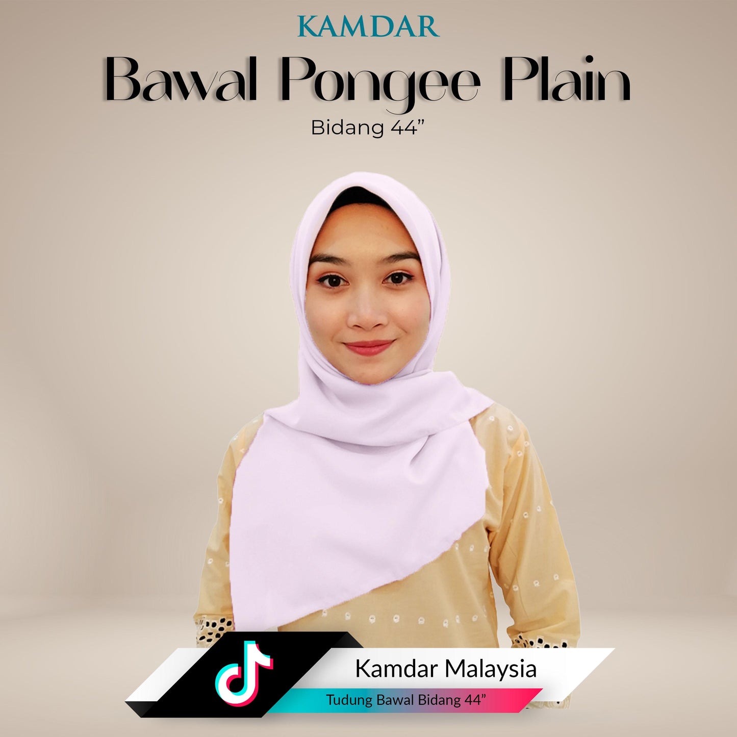 Bawal Elvia Pongee Plain Square Hijab 44"