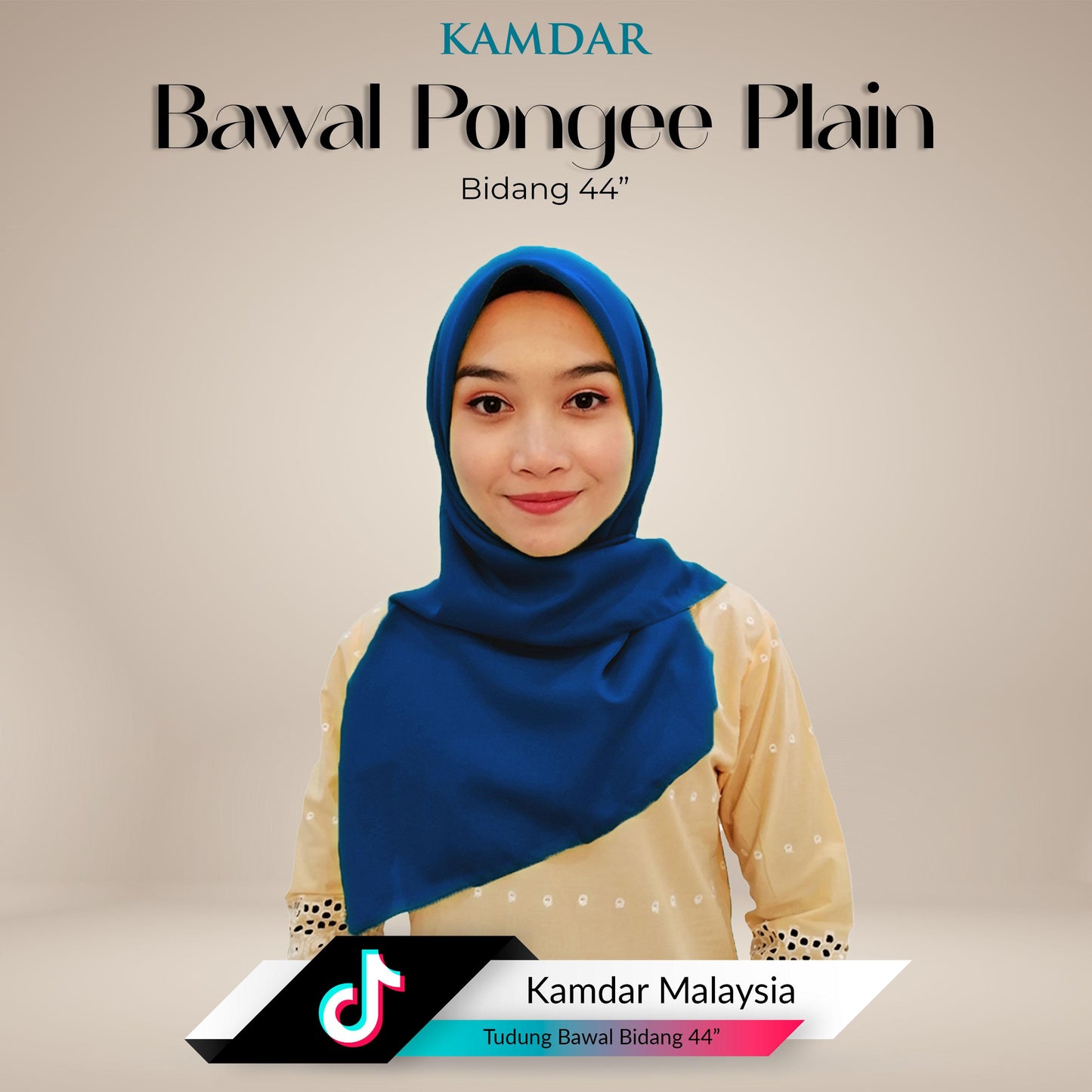 Bawal Elvia Pongee Plain Square Hijab 44"