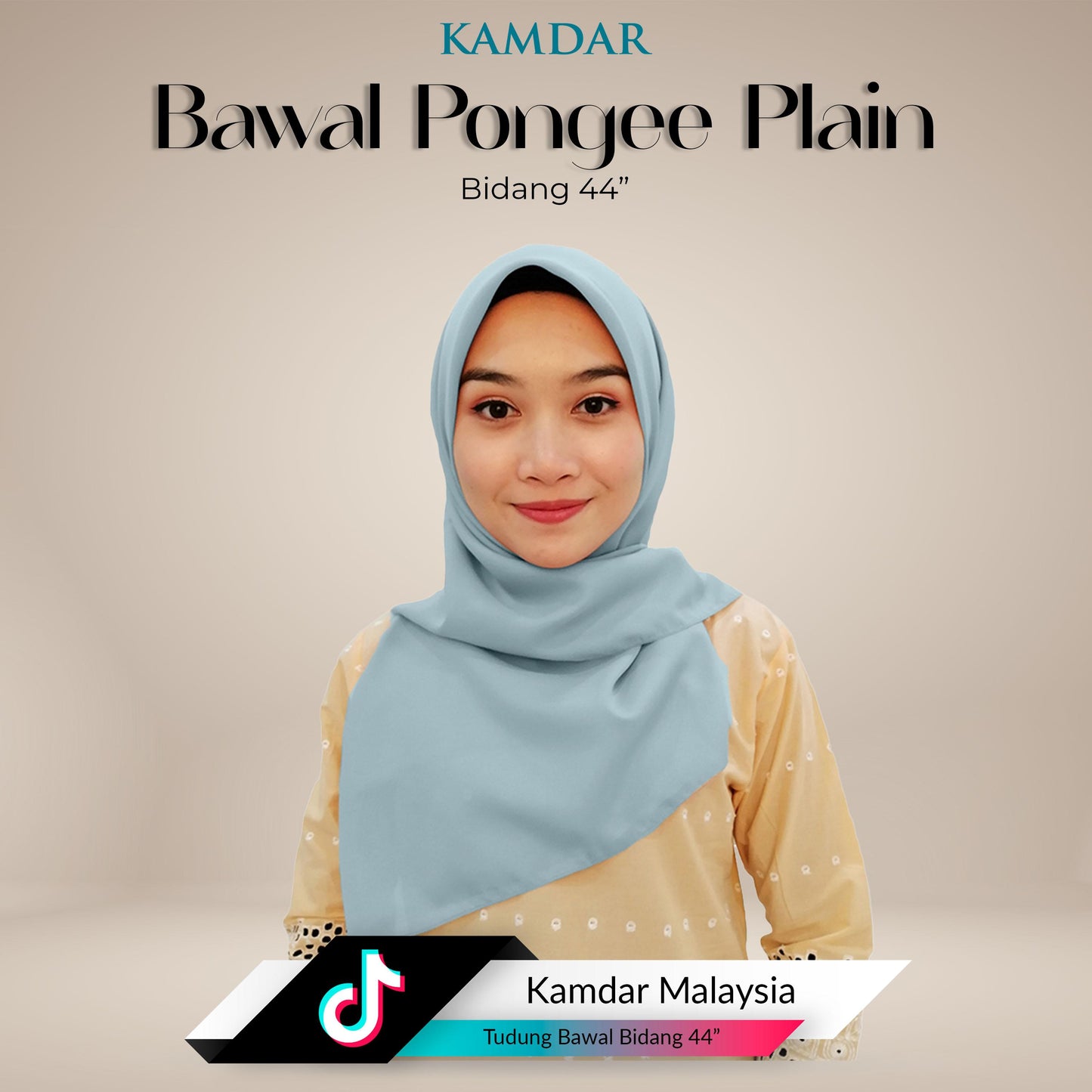 Bawal Elvia Pongee Plain Square Hijab 44"