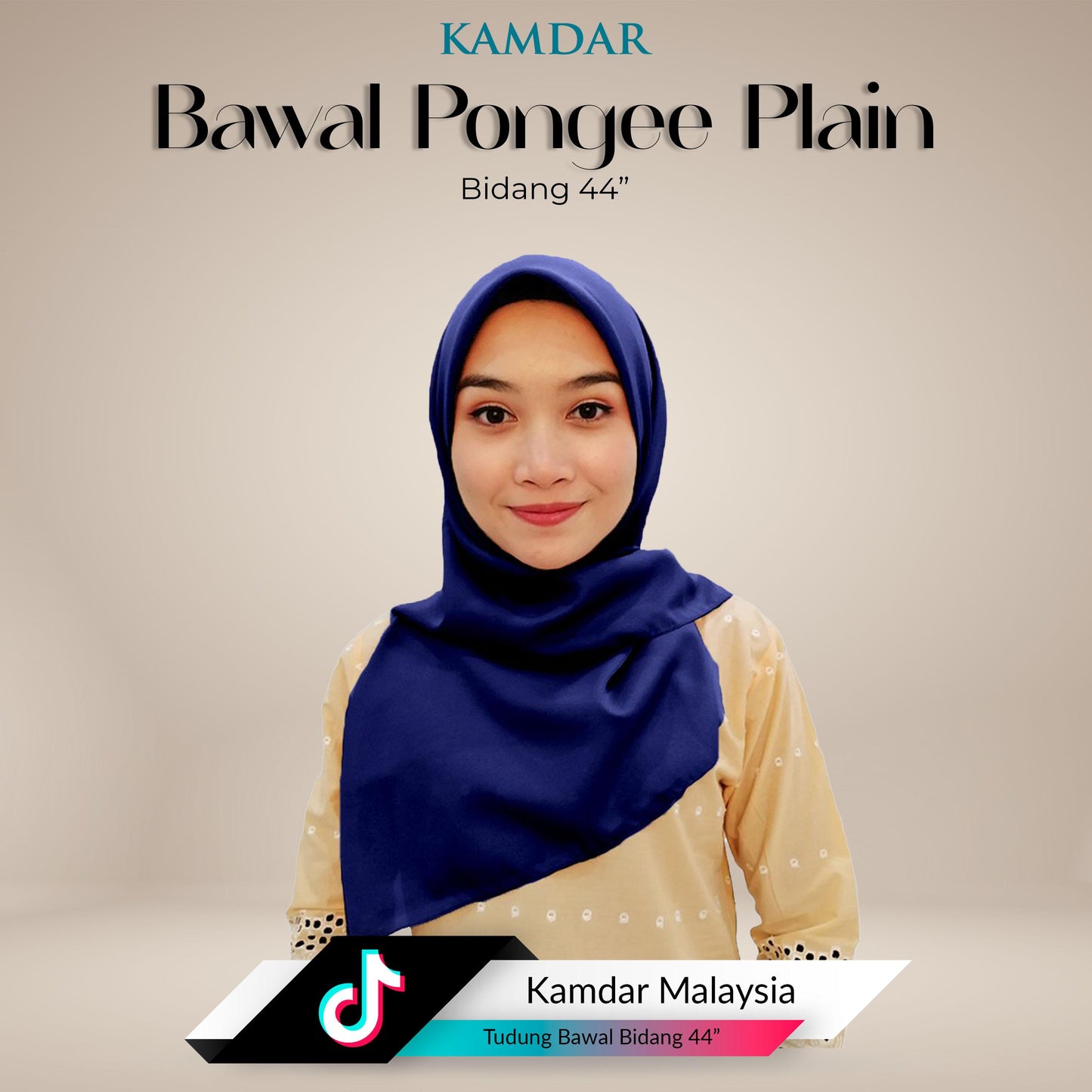Bawal Elvia Pongee Plain Square Hijab 44"