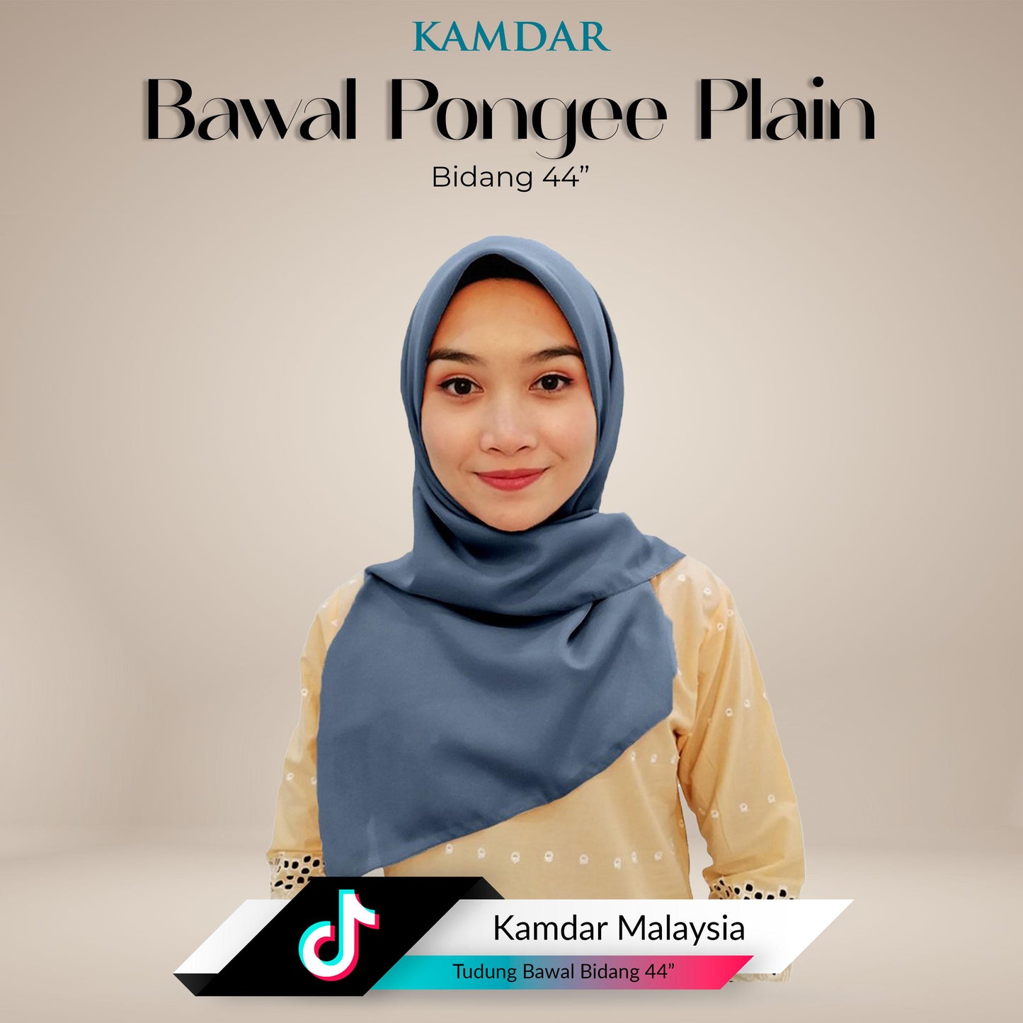 Bawal Elvia Pongee Plain Square Hijab 44"