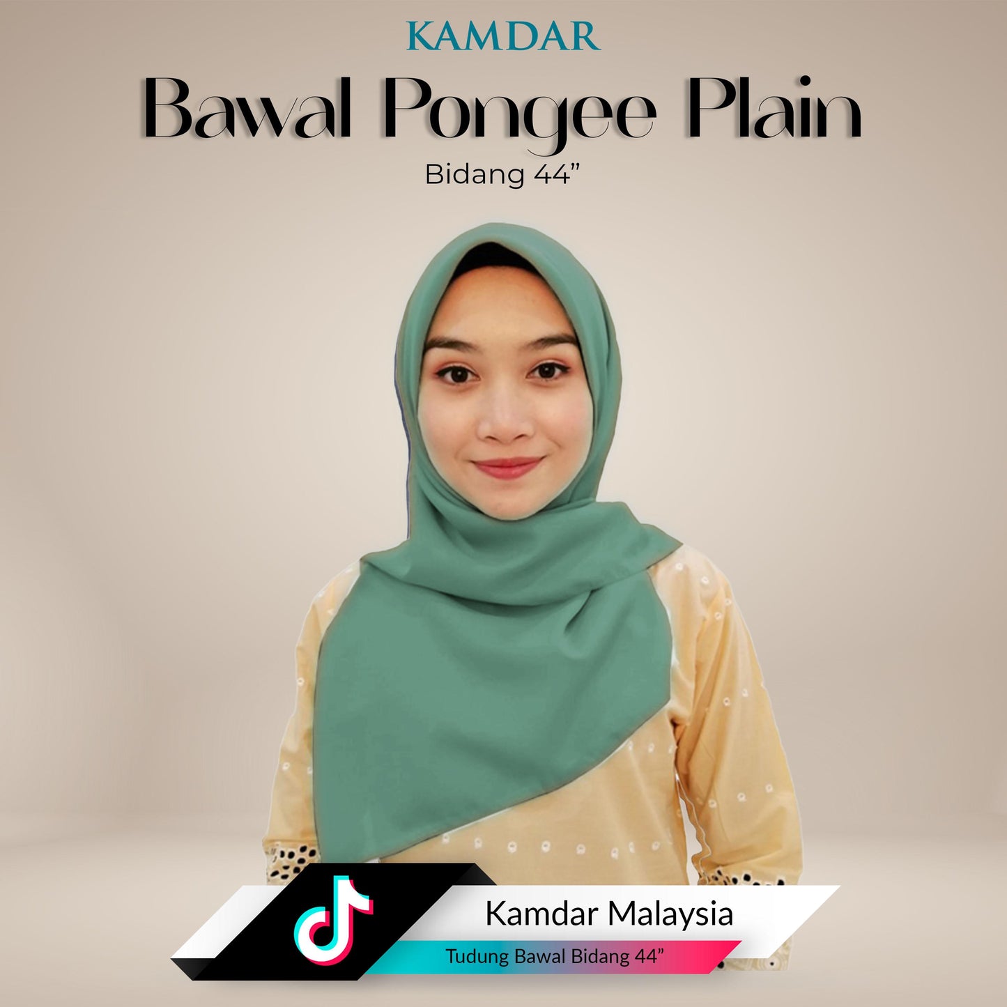 Bawal Elvia Pongee Plain Square Hijab 44"