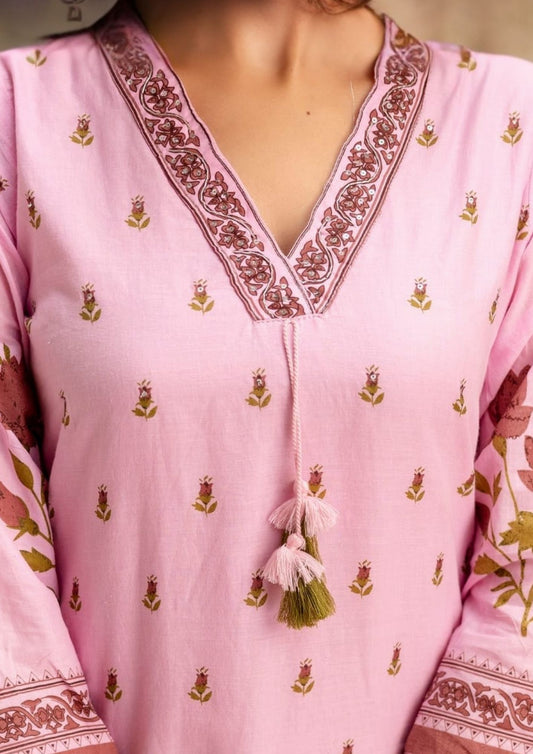 Flower Kurti Ladies Cotton Suits 3pc set