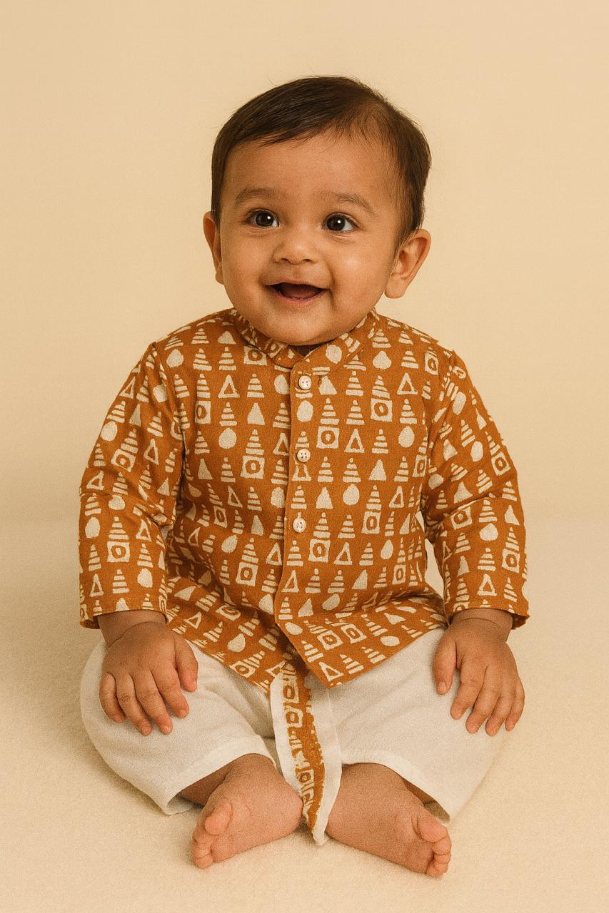 Kids Single Dhoti Suits Printed