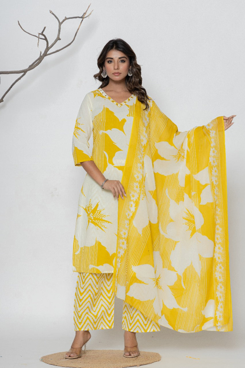 Kurti Set Ladies-3 pc set Cotton Design 1