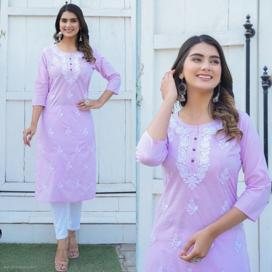 Long Kurti Chikan Kari Kurti