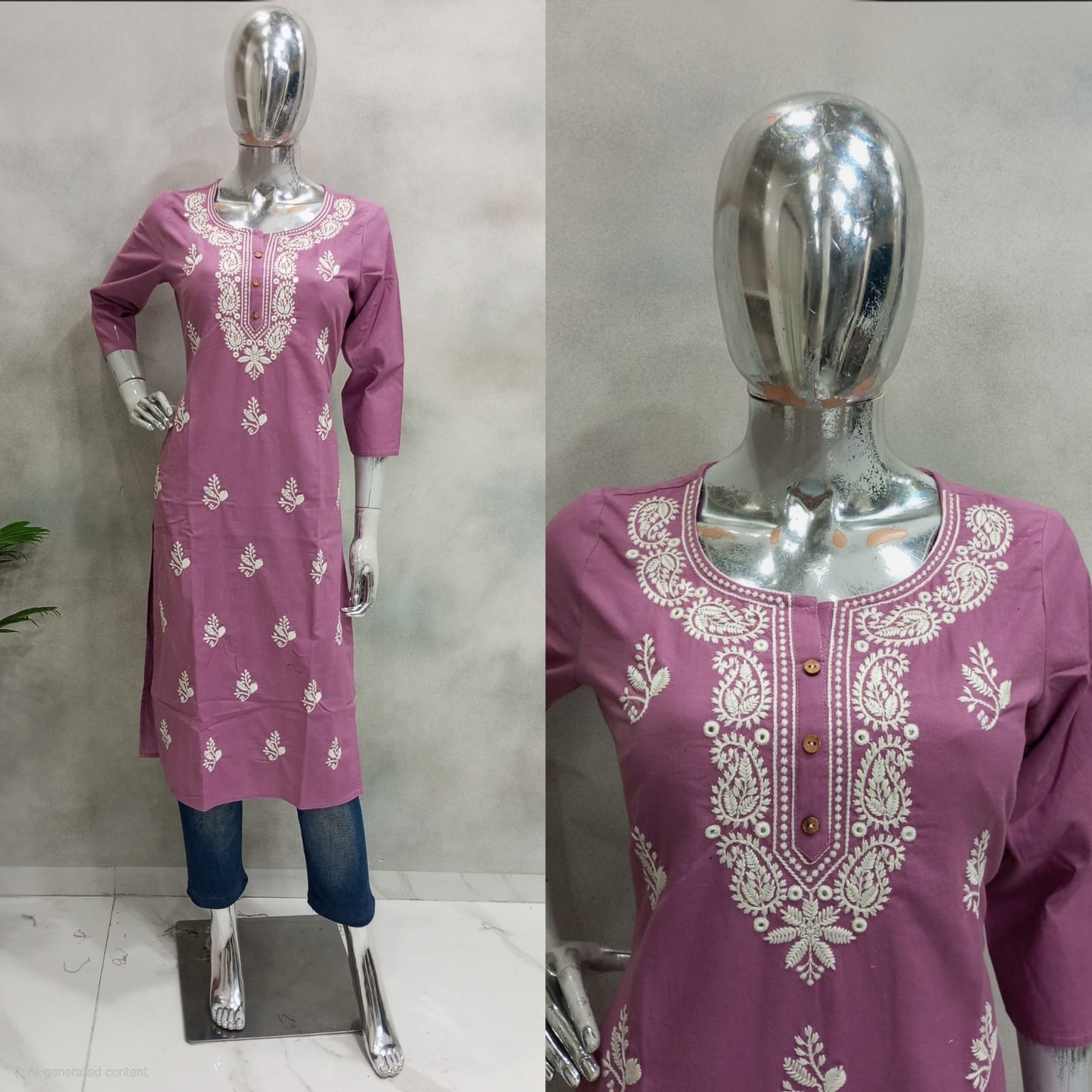 Long Kurti Chikan Kari Kurti
