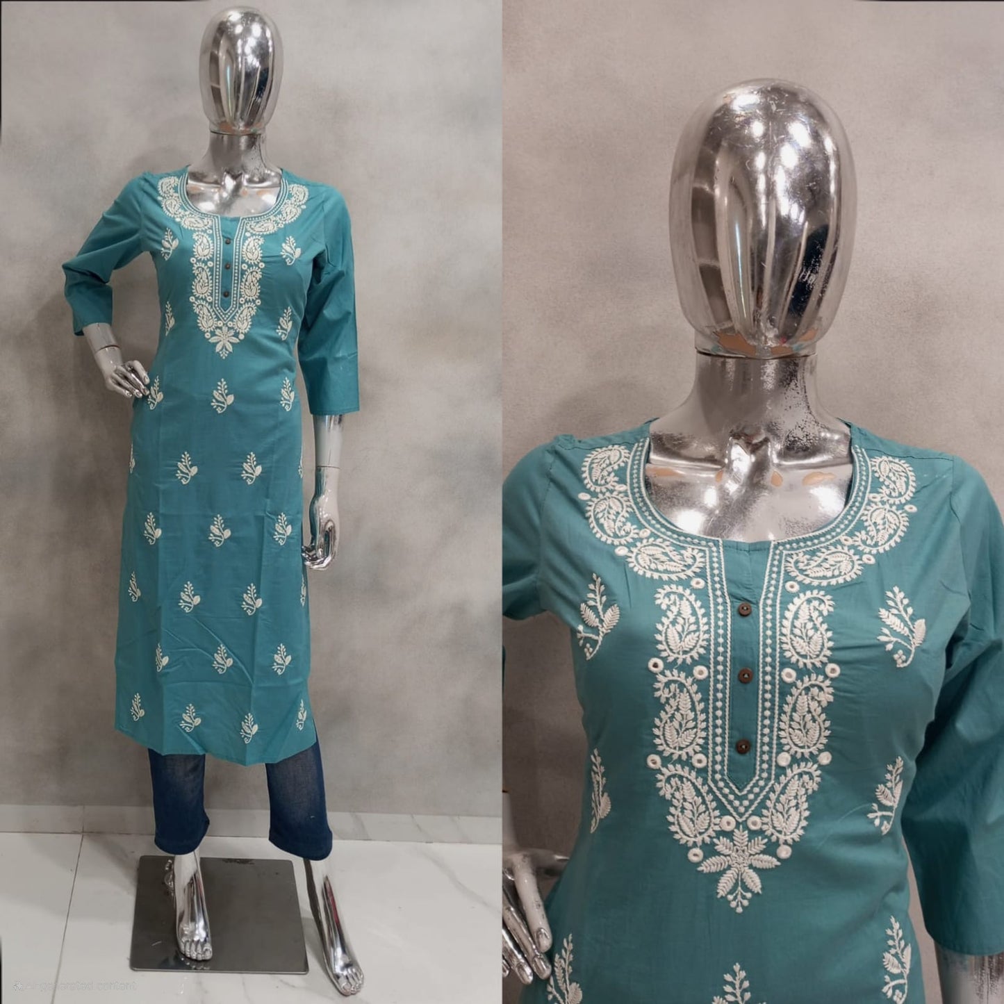 Long Kurti Chikan Kari Kurti