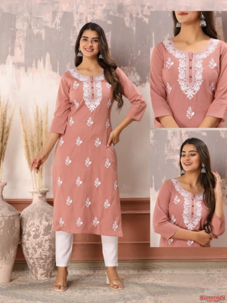 Long Kurti Chikan Kari Kurti