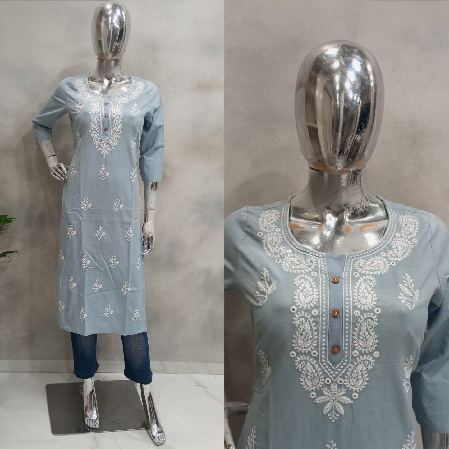 Long Kurti Chikan Kari Kurti