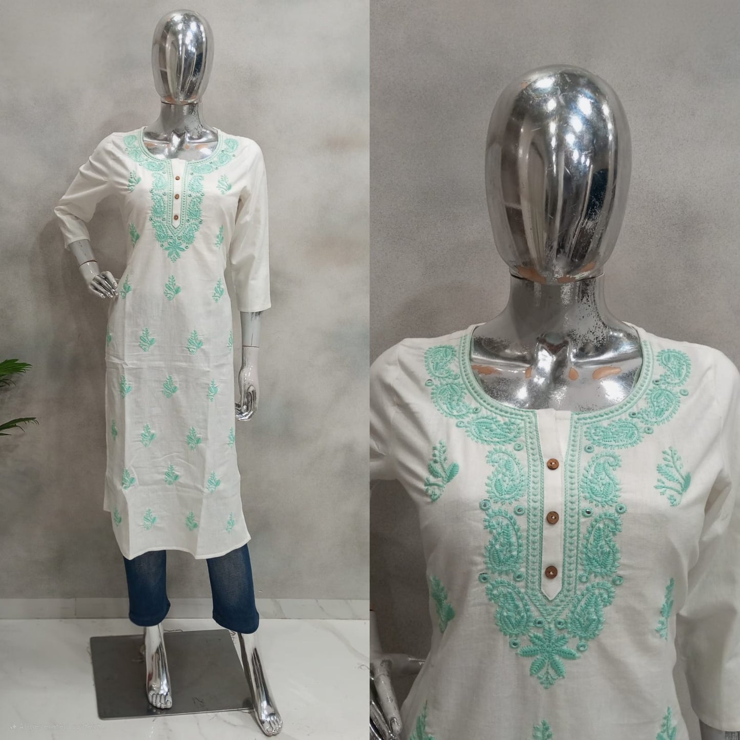 Long Kurti Chikan Kari Kurti