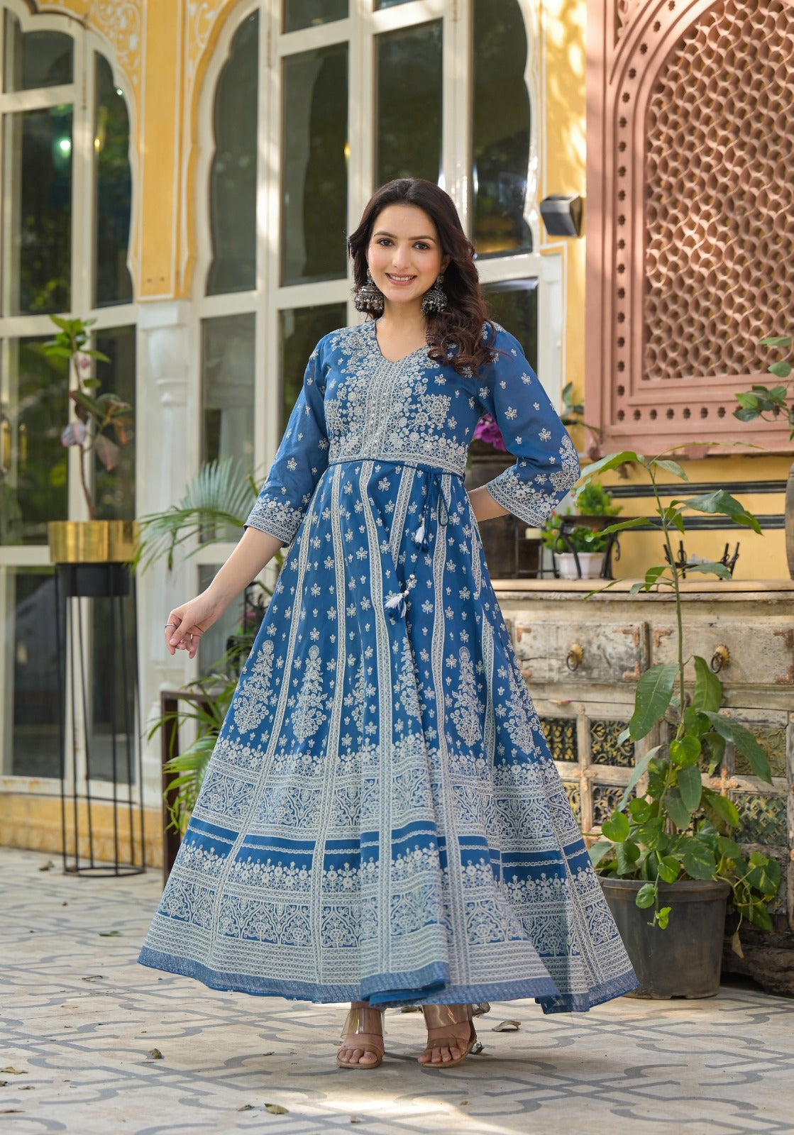 Fancy Embroidered Indo Ethnic Dress (Long Dress)