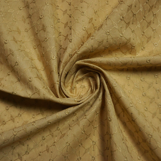 KAMDAR Cotton Zareen Chikan Pc Embroidery Bidang 44" Open Meter (Kain Ela) - Texture & Timbul