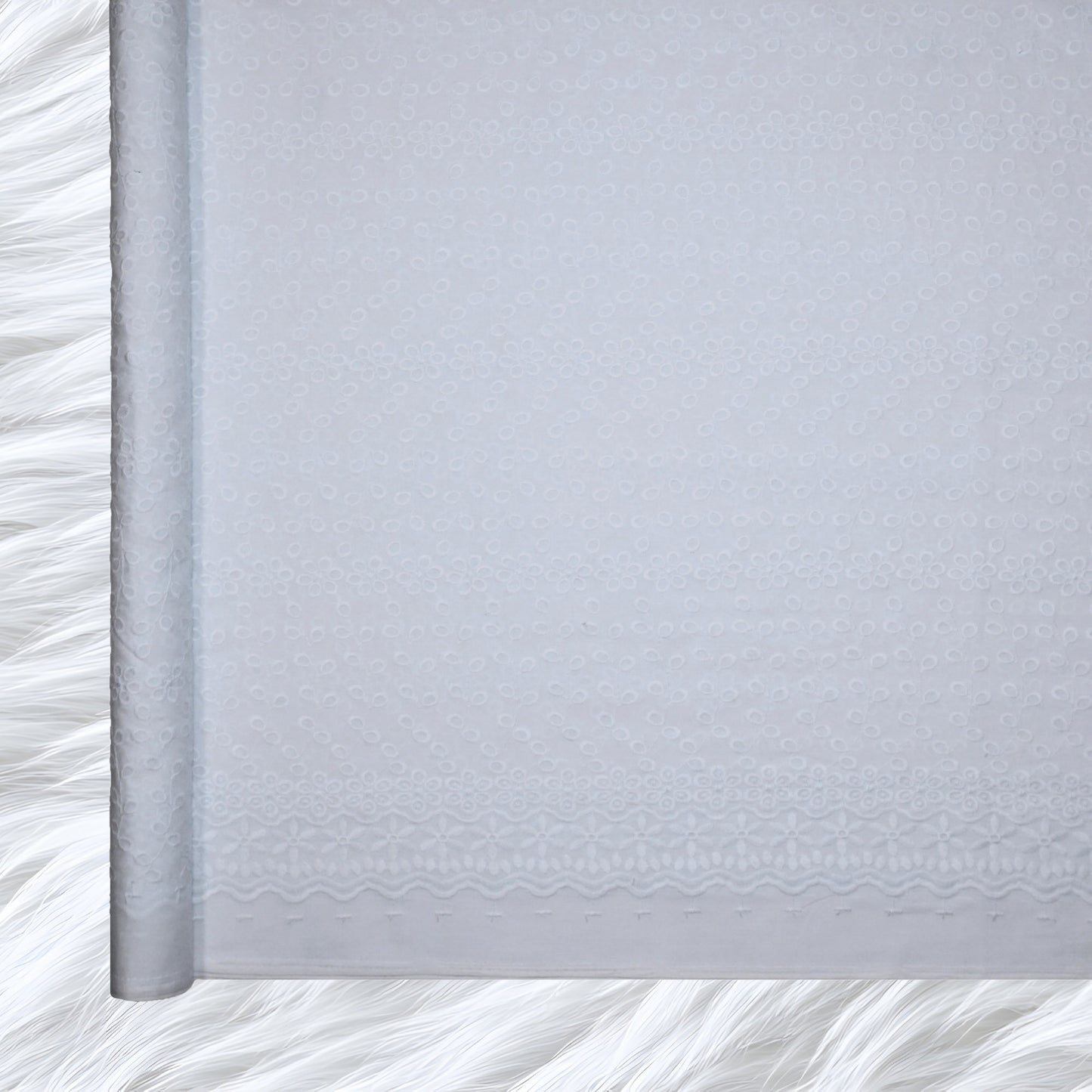 KAMDAR Cotton Cambric Embroidery Iris 60S Bidang 44" Open Meter (Kain Ela) - Texture & Timbul