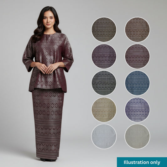 KAMDAR Songket Metallic Malika Thai Look Bidang 44" Open Meter (Kain Ela) - Ironless & Tak Jarang