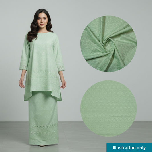 KAMDAR Cotton Satin Embroidery 80S Bidang 44" Open Meter (Kain Ela) - Texture & Timbul