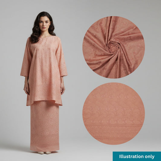 KAMDAR Cotton Satin Embroidery 80S Bidang 44" Open Meter (Kain Ela) - Texture & Timbul