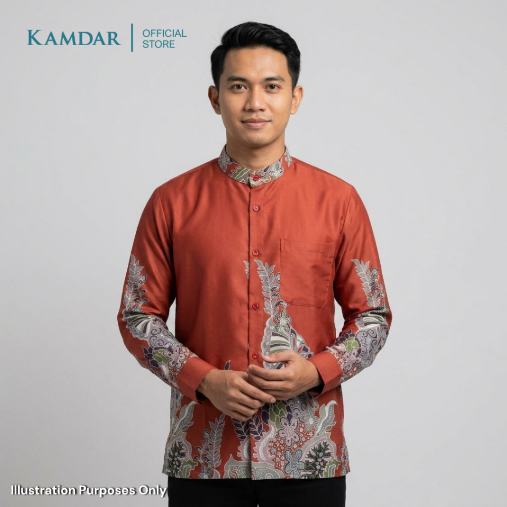 KAMDAR – Surya Batik Shirt Comfort Fit Long Sleeves | Corak Bunga Botanik