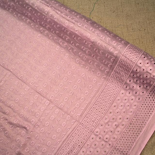 Abstract Stitch Chikan Satin Cotton Embroidery – Bidang 44", Per Meter