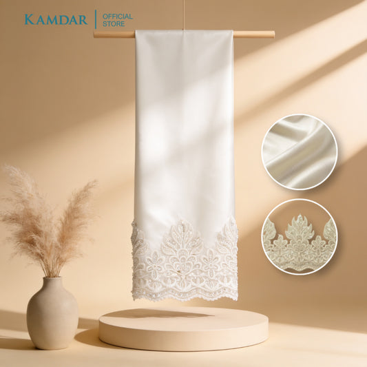 KAMDAR Bridal Satin & Border Lace Kain Pasang Mix & Match (4M + 2M)