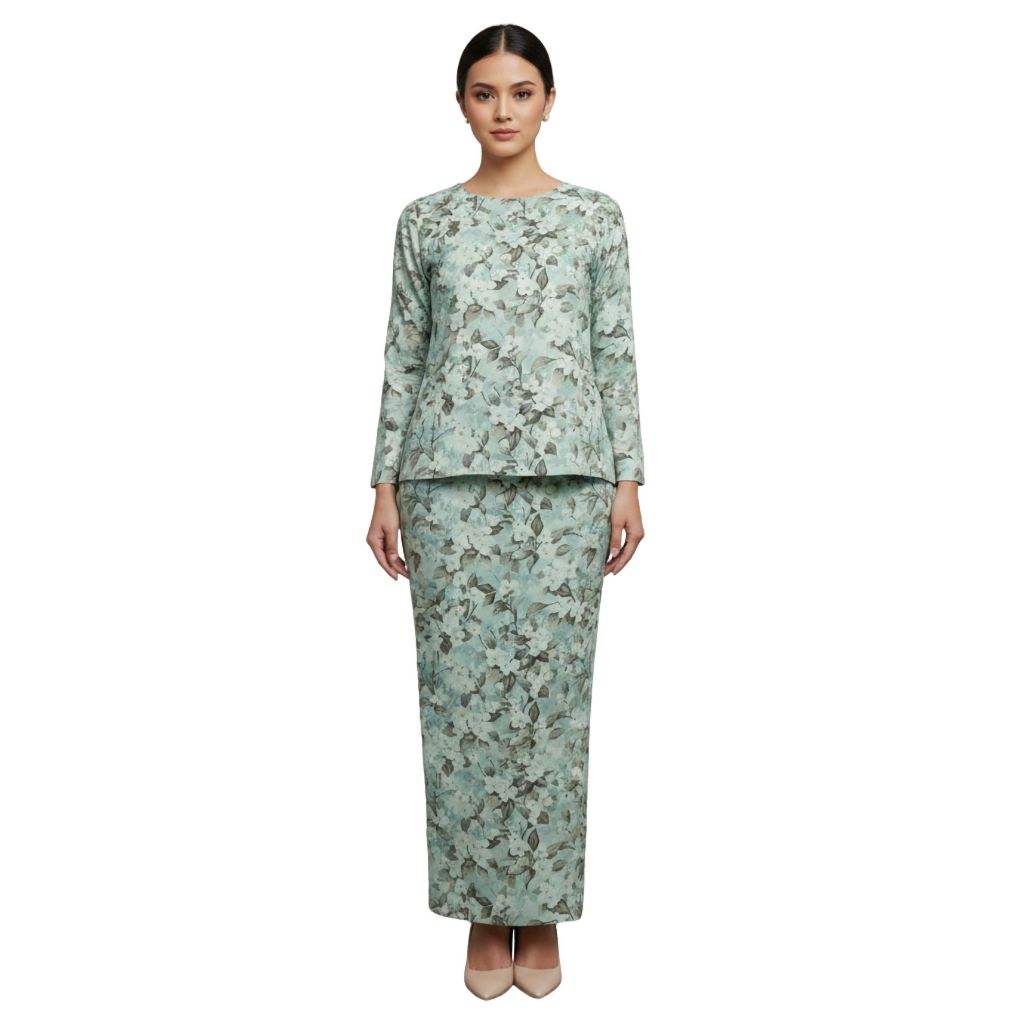 KAMDAR Mirella Kurung Kedah Modern Satin • Round Neck • Loose Fit • Full Elastic • S–3XL