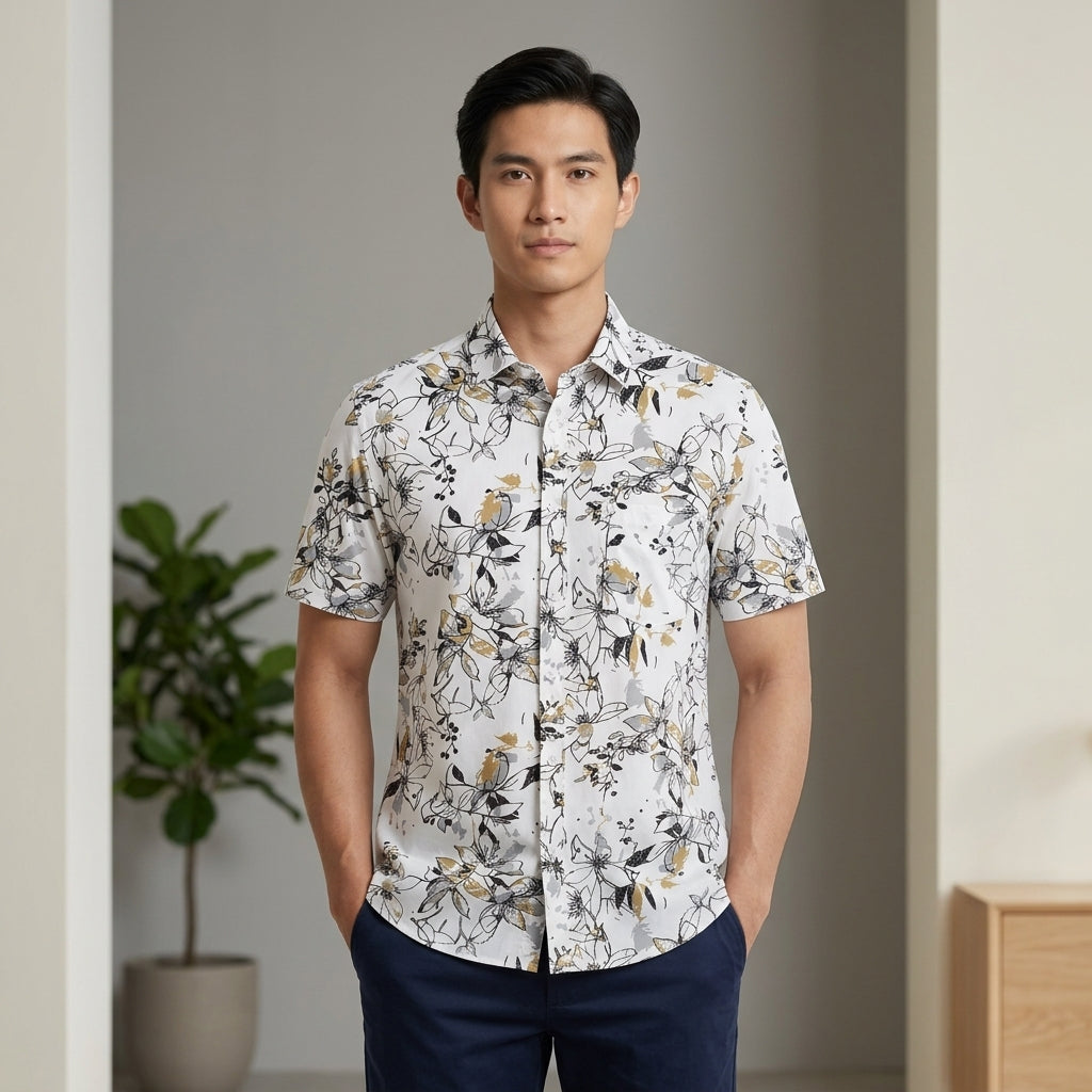 KAMDAR Avaro Shirt Lelaki | Kemeja Lengan Pendek Moden | Smart Casual & Daily Wear | M-5XL