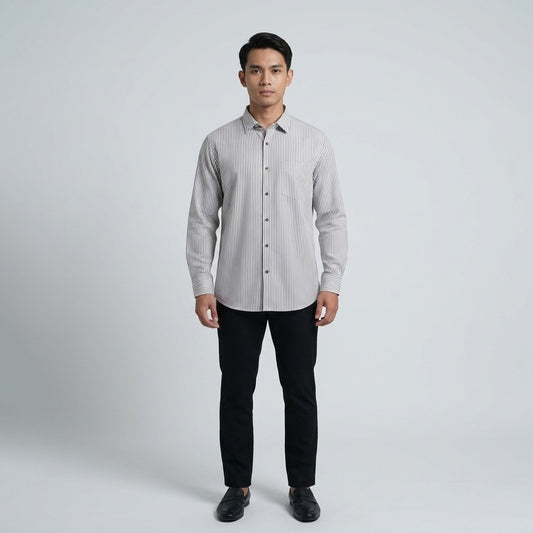 KAMDAR Ariel Executive Stripe Shirt Lelaki | Kemeja Lengan Panjang Stripe | Smart Formal Office | M-5XL