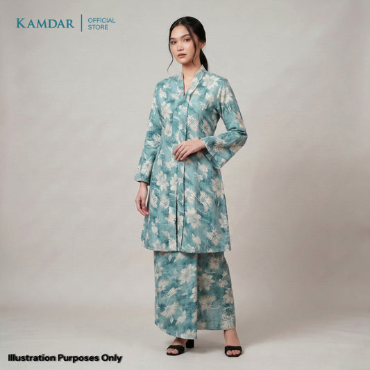 KAMDAR – Elise Baju Kebaya Moden Wanita | Skirt Bercorak Matching | Set Baju Kebaya Eksklusif Untuk Wanita | Saiz S-3XL