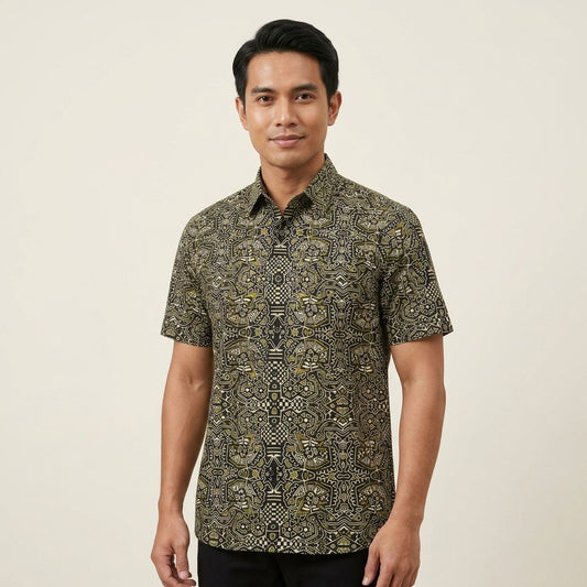 KAMDAR Baskara Batik Shirt | Kemeja Batik Cotton Comfort Fit Moden | Formal & Smart Casual | XS-5XL