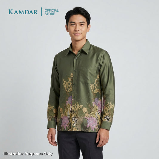 KAMDAR – Seroja Batik Shirt Comfort Fit Long Sleeves | Corak Bunga Peoni