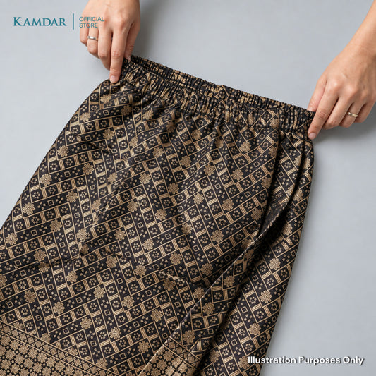 KAMDAR – Beatrice Songket Skirt Wanita | Corak Petak Berlian Benang Emas | Premium | Raya | S-2XL