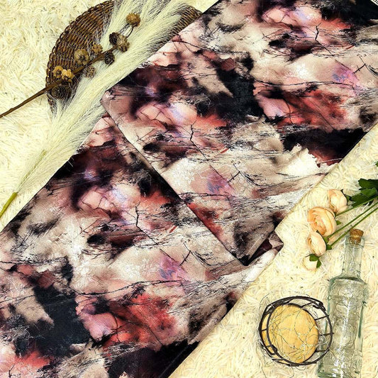 KAMDAR – Serenity Satin Digital Prints | Corak Abstract Ink | Satin Eksklusif